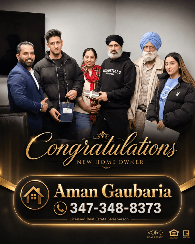 Congratulations from Aman Gaubaria — happy Long Island family